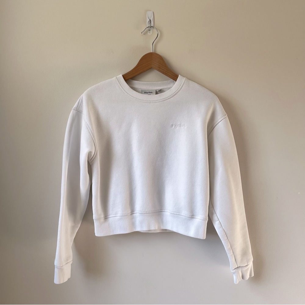 rhythm classic white crew neck sweatshirt small